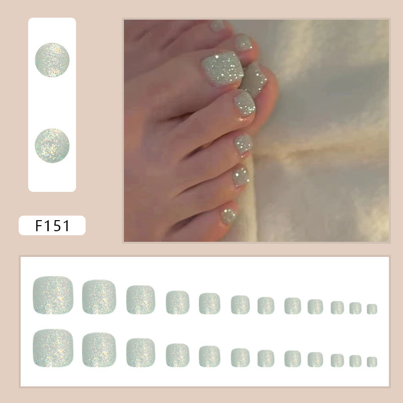 Silver Flash press-on toenails