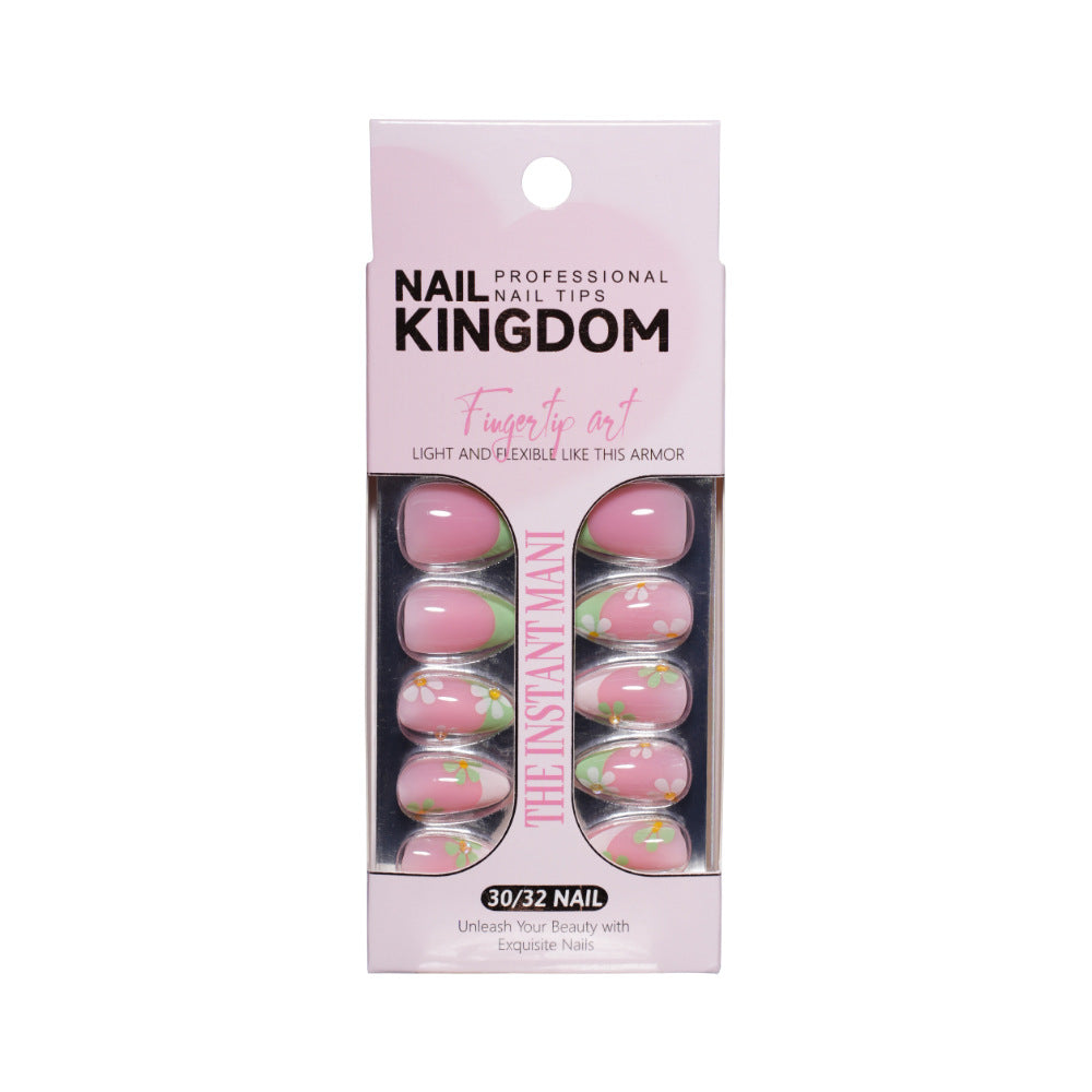Daisy French floral 32-piece press-on nail set