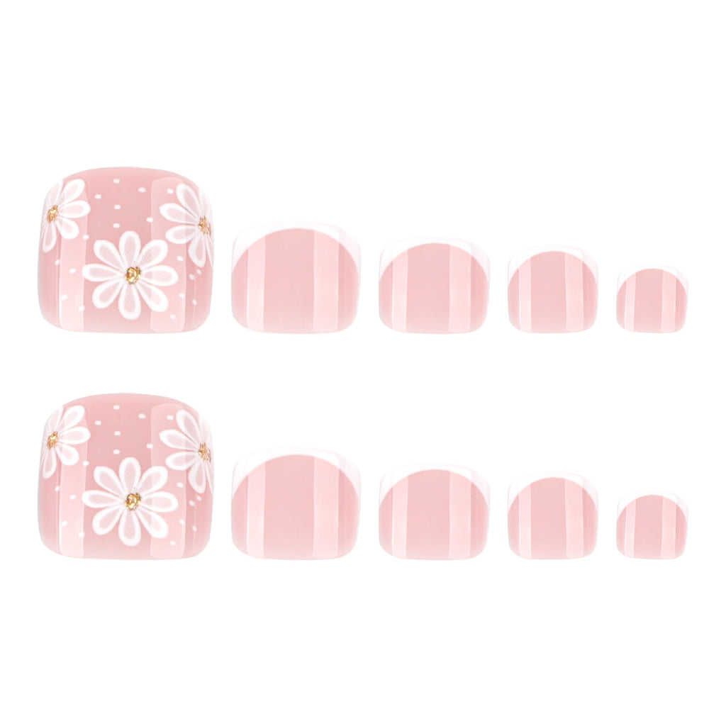 White Blossom French press-on toenails, alternate view 5