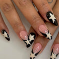 Noir Star French medium-long press-on nails