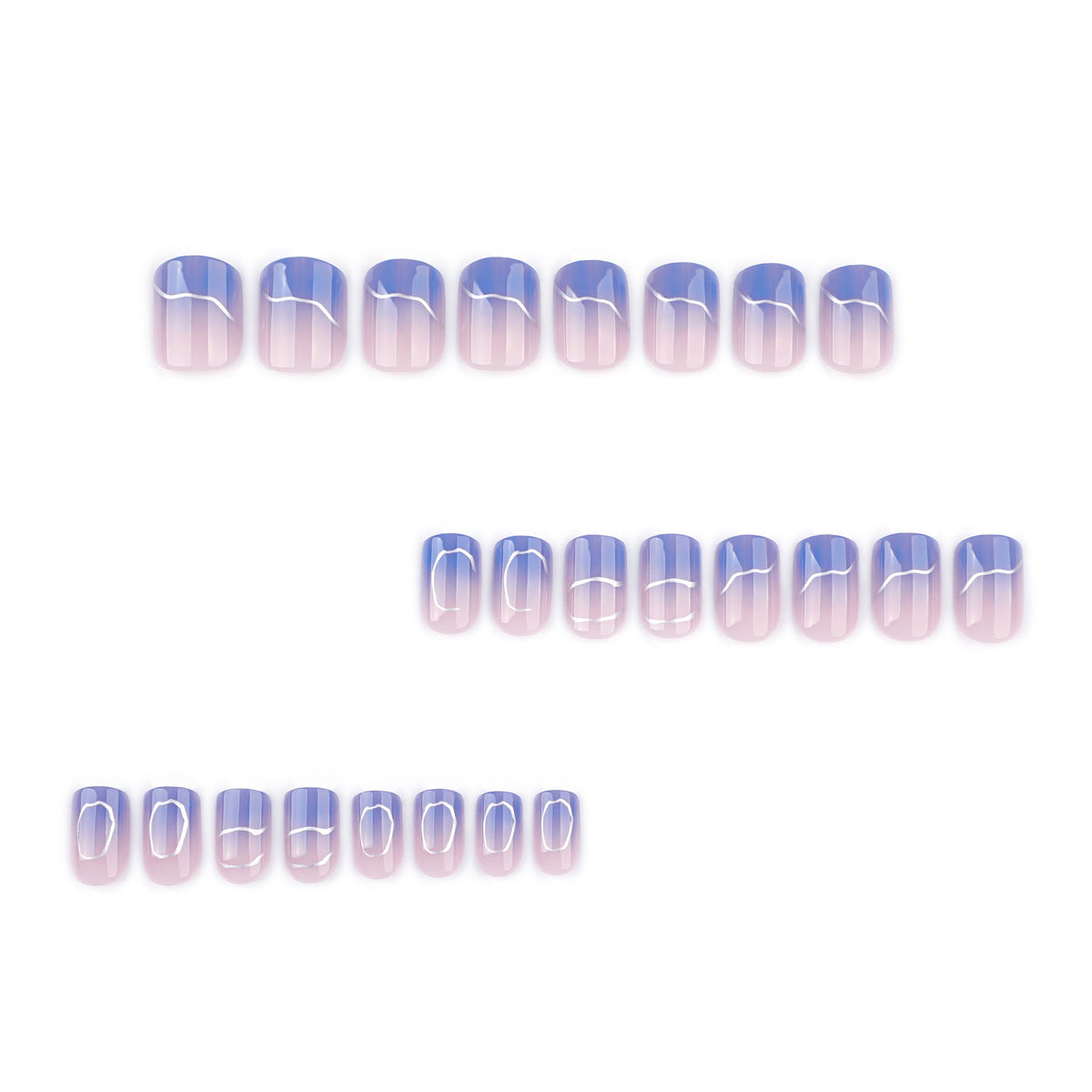 Blue Silver Fade short square press-on nails