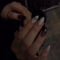 Black and White Bow Accent glossy press-on nails