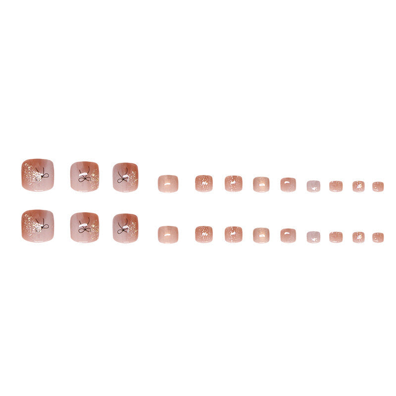 Cocoa Bow Glow 24-piece press-on toenail set