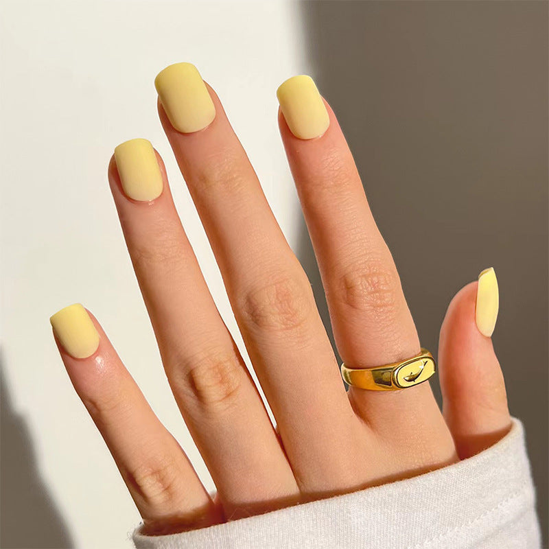 Macaron Yellow press-on nails