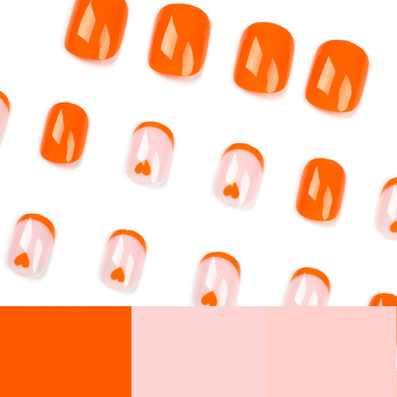 Orange Love French press-on nails