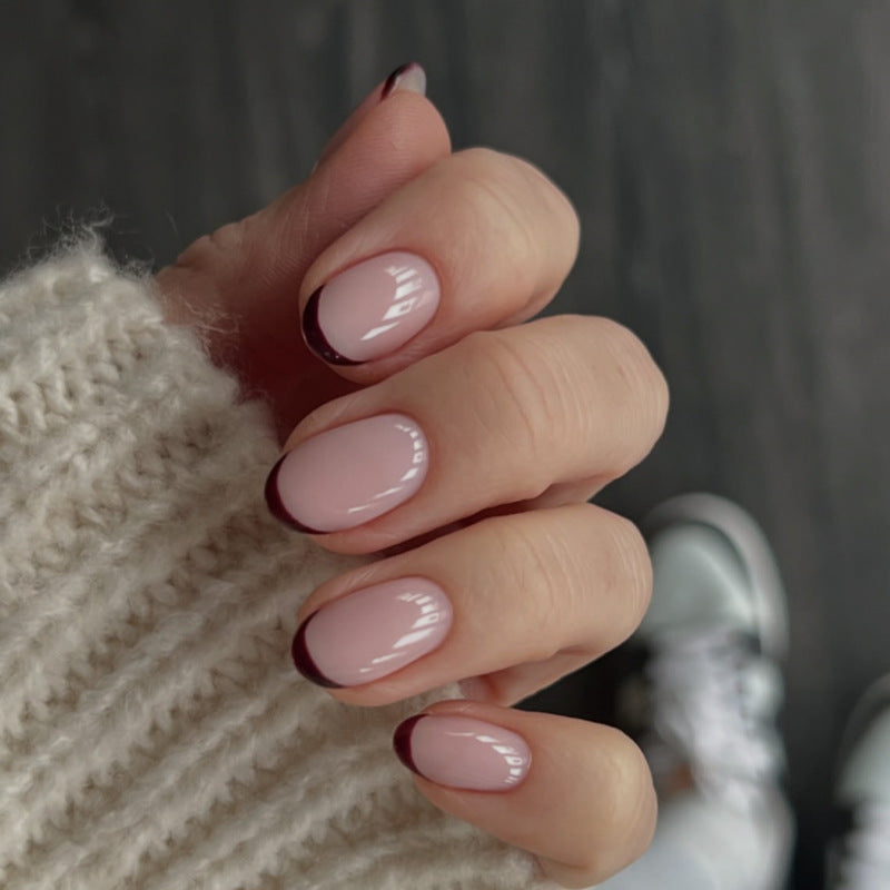 Soft Blush Pearl short oval press-on nails