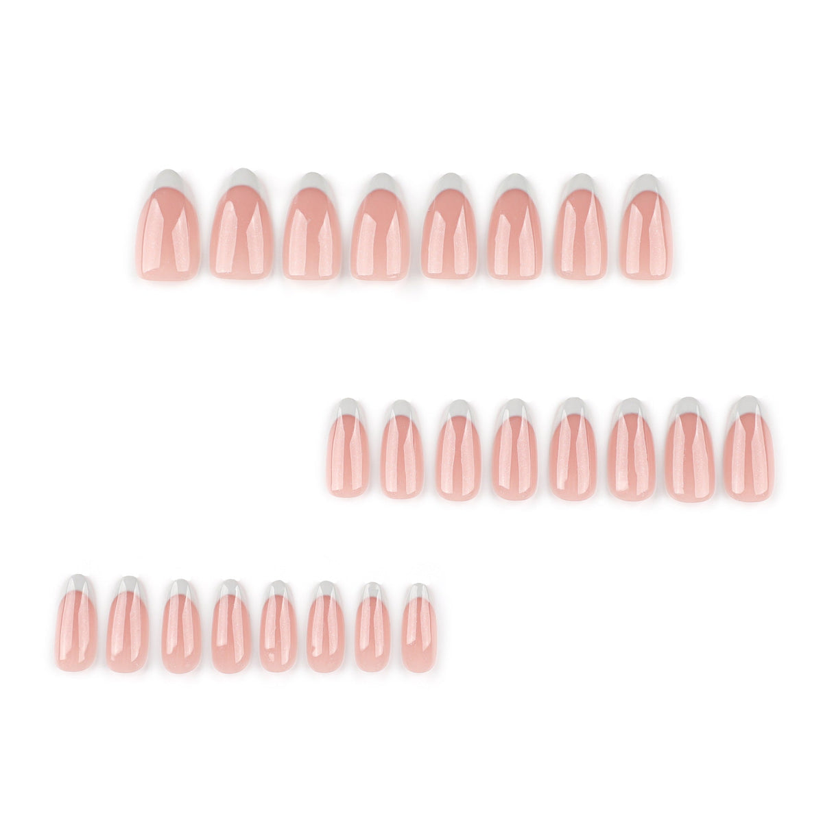 Classic White French medium almond press-on nails
