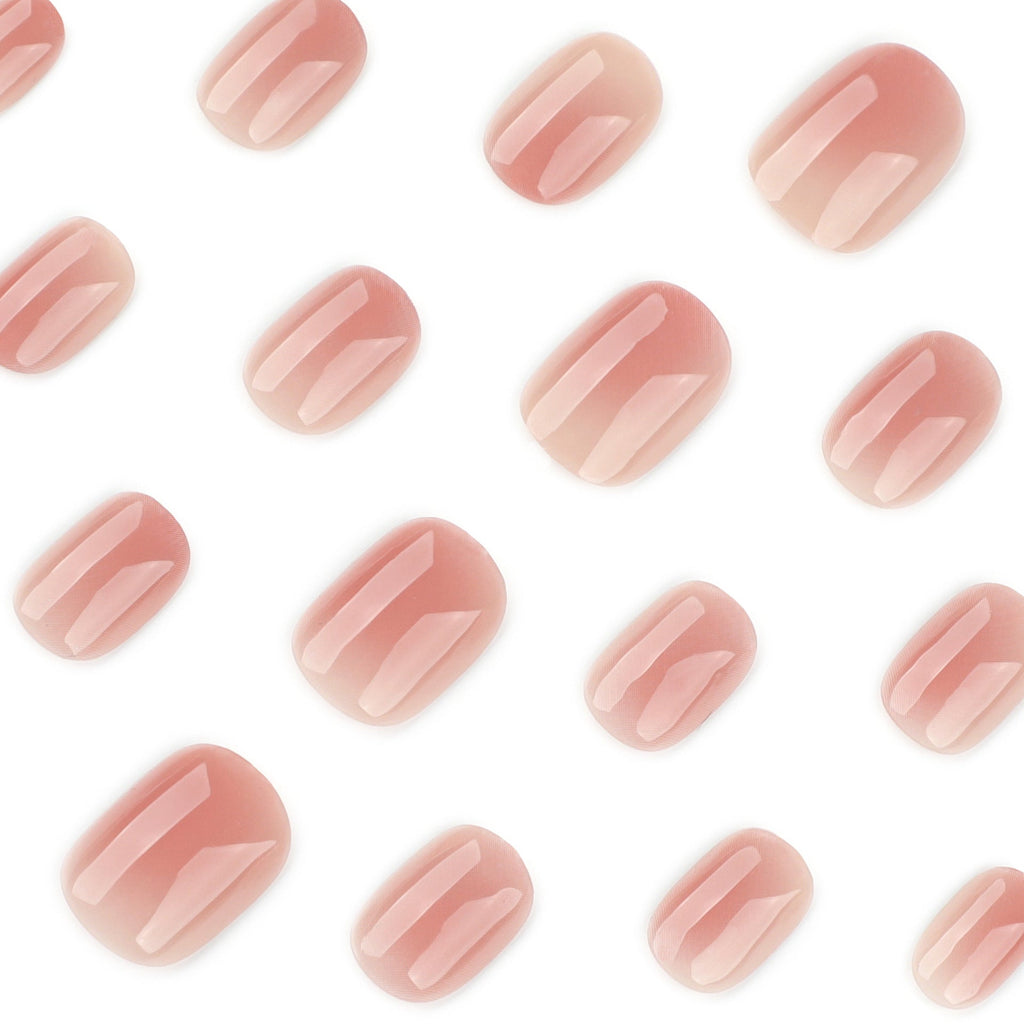 Blush Haze mini square press-on nails
