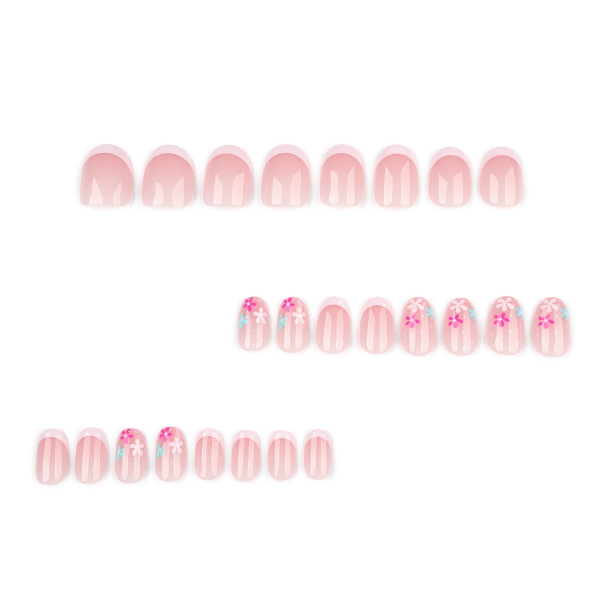 Rose Blossom short round press-on nails