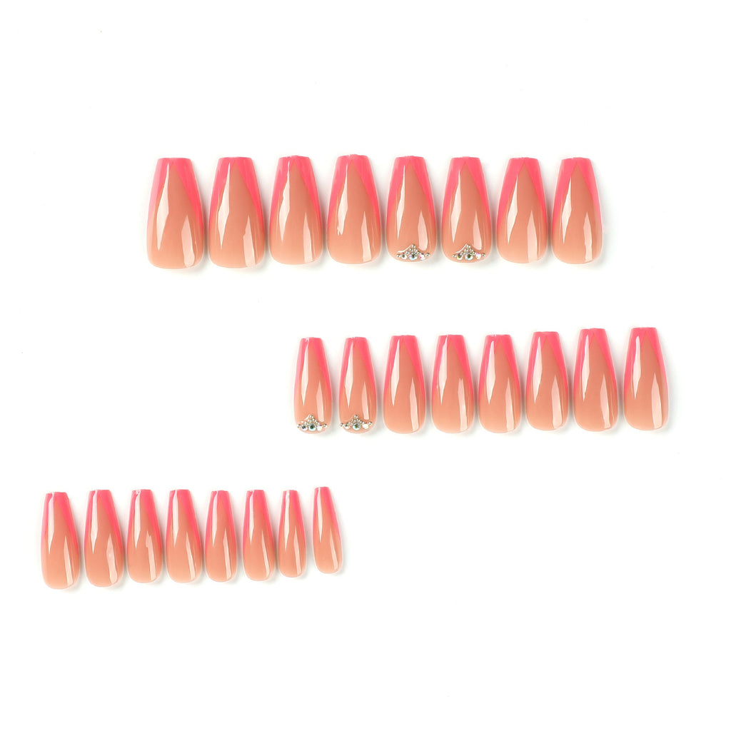 Crystal V French medium rhinestone press-on nails