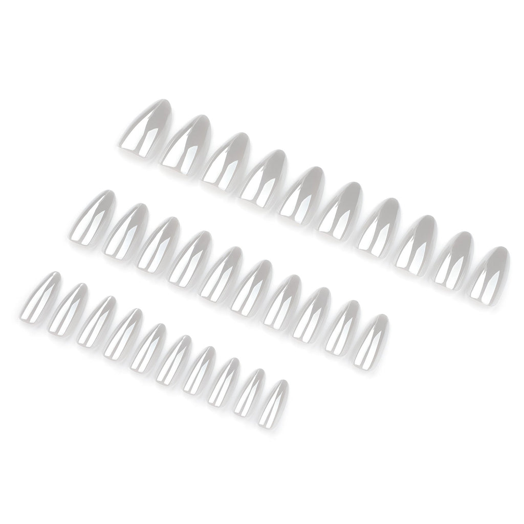 Porcelain White short almond press-on nails