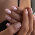 Mini White Heart nude press-on nails