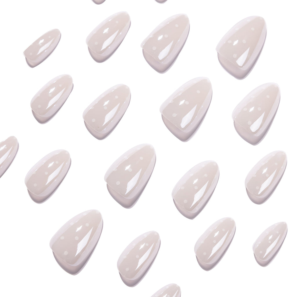 White Dot Almond minimalist press-on nails, alternate view 3