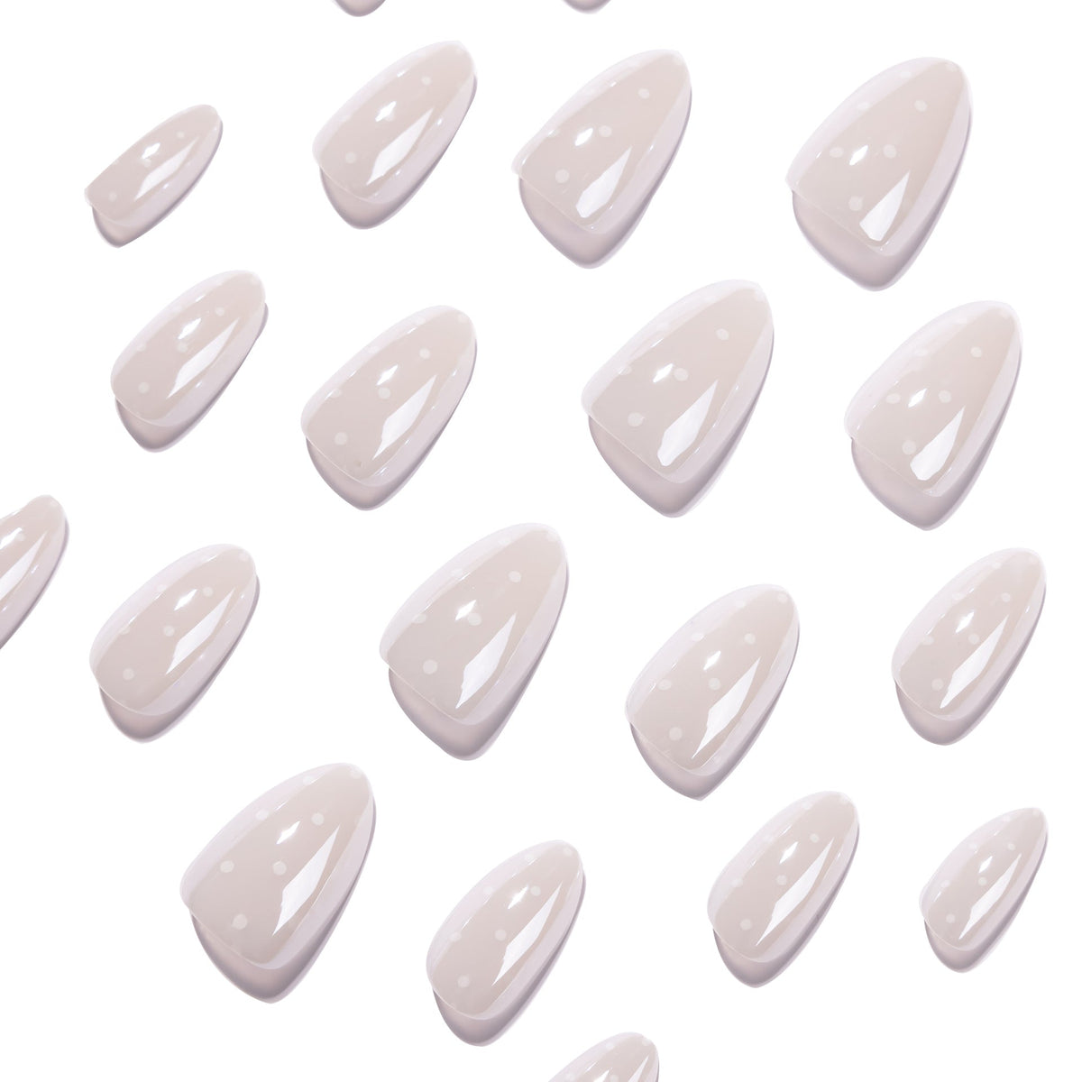 White Dot Almond minimalist press-on nails, alternate view 3
