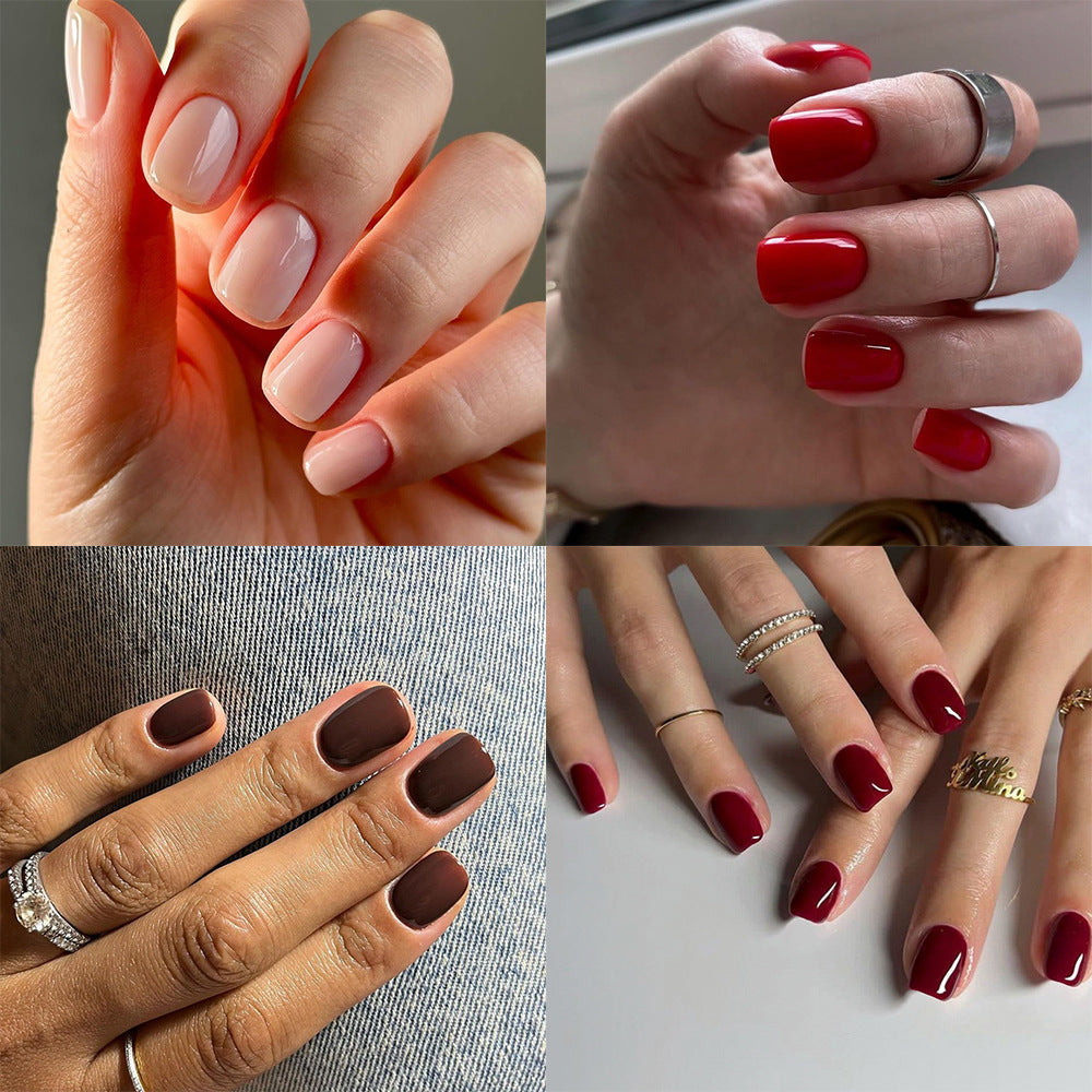 Classic Monochrome Square solid press-on nail collection