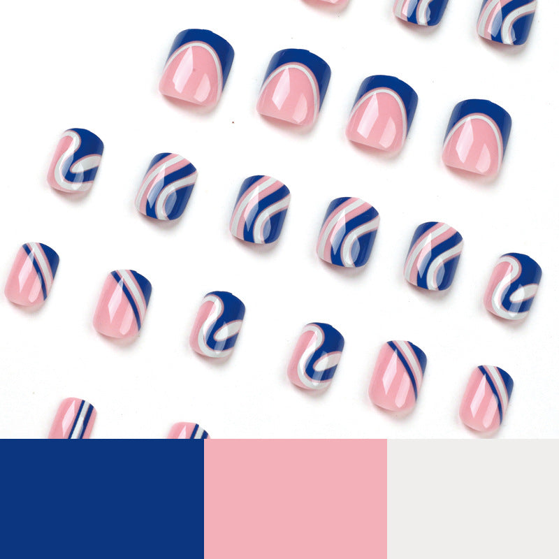 Blue Wave French short press-on nails