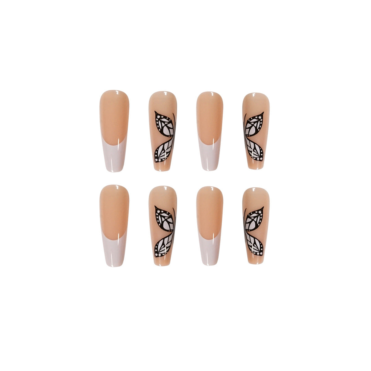 Butterfly French long coffin press-on nails