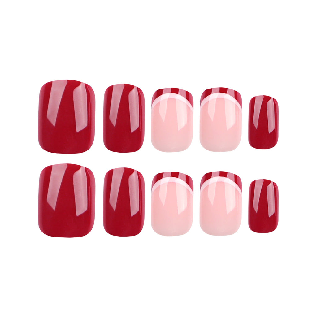 Burgundy Solid short press-on nails