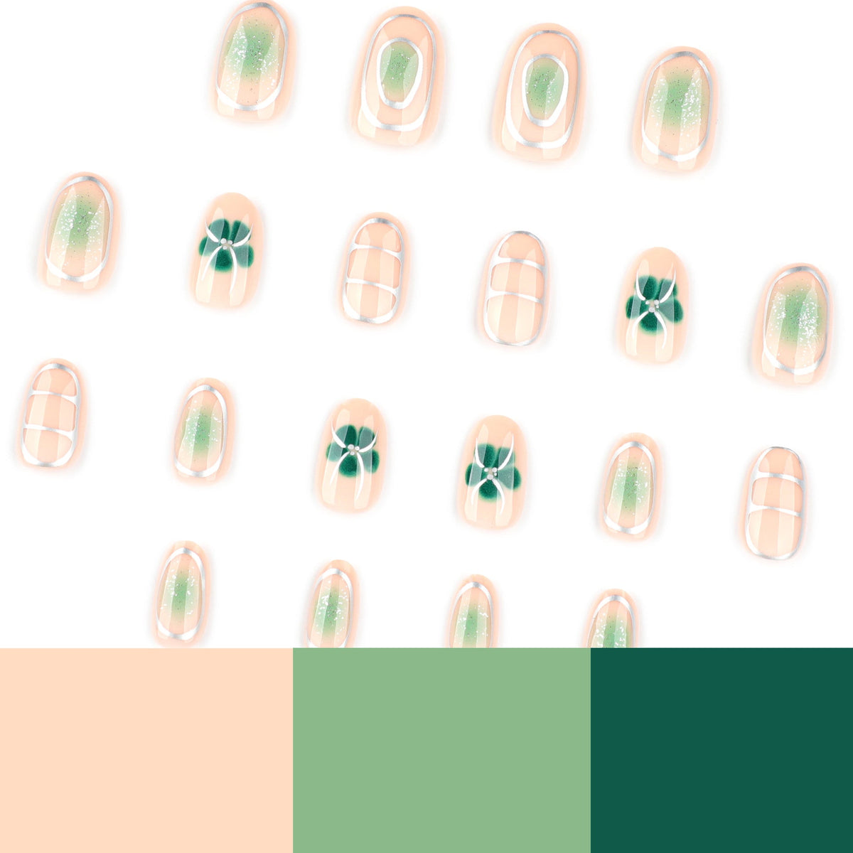Green Garden almond press-on nails