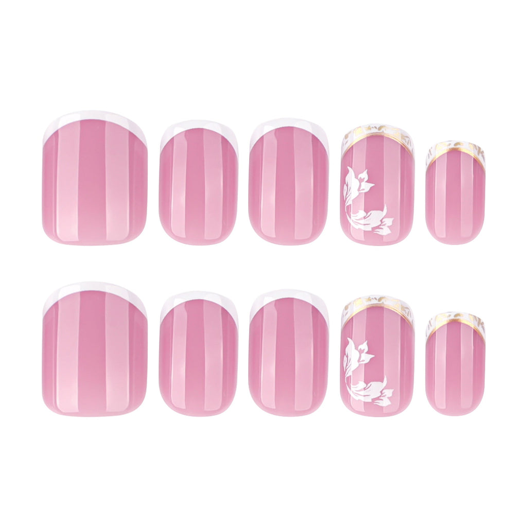 White Blossom short square floral press-on nails, alternate view 5