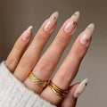 Nude Heart French short square press-on nails