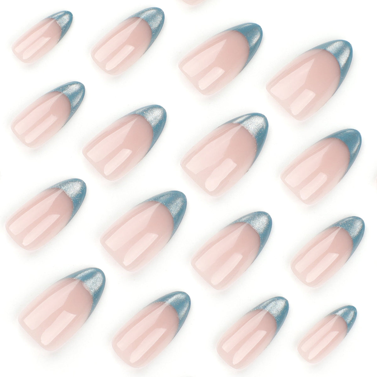 Emerald Cat Eye French almond press-on nails