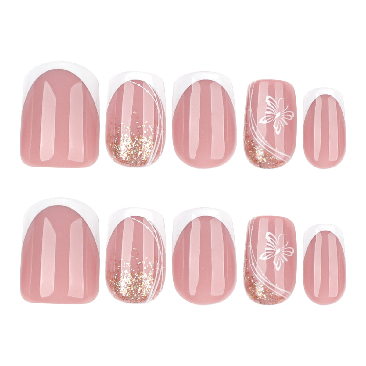 Gilded Butterfly French square press-on nails