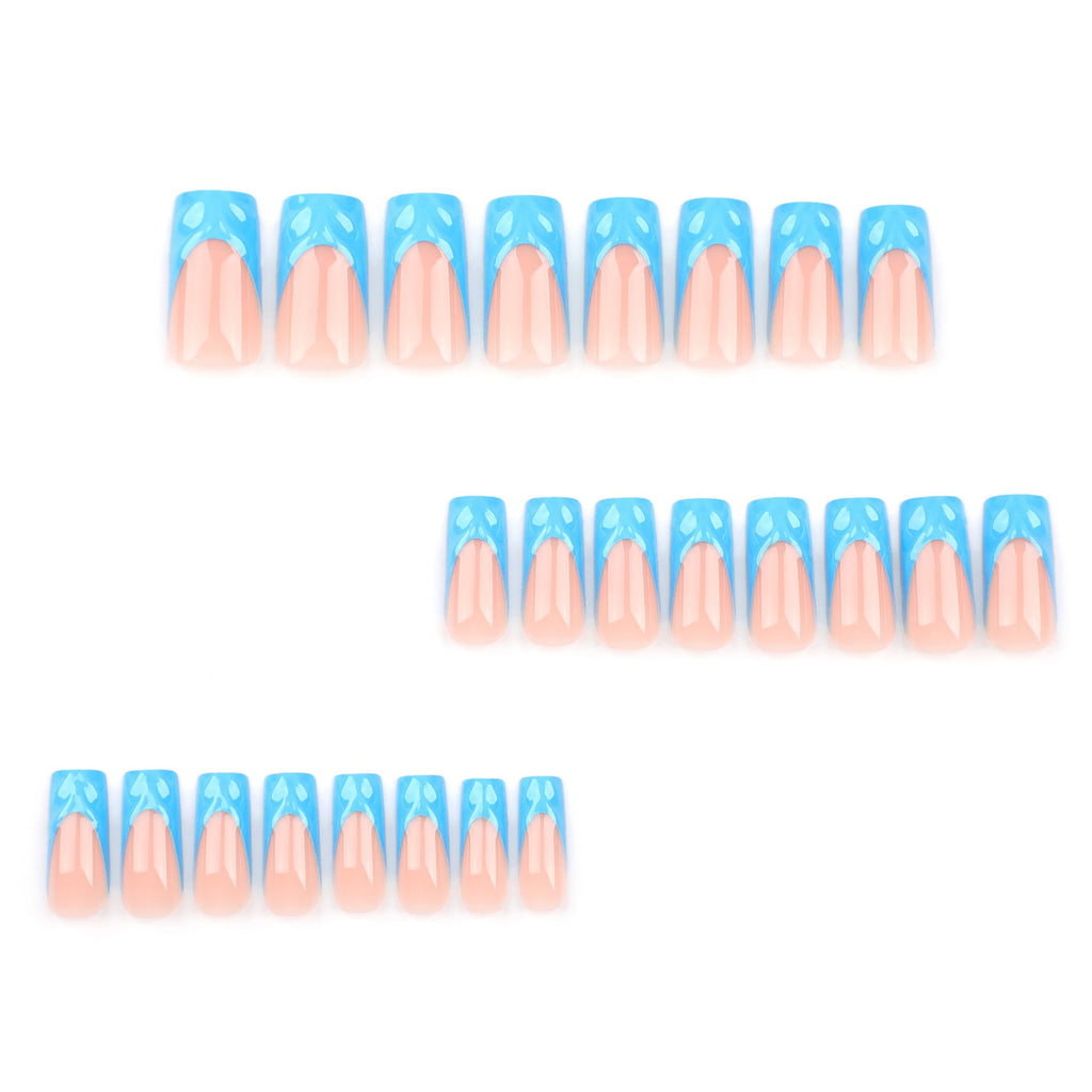 Blue Sculpted French 3D press-on nails