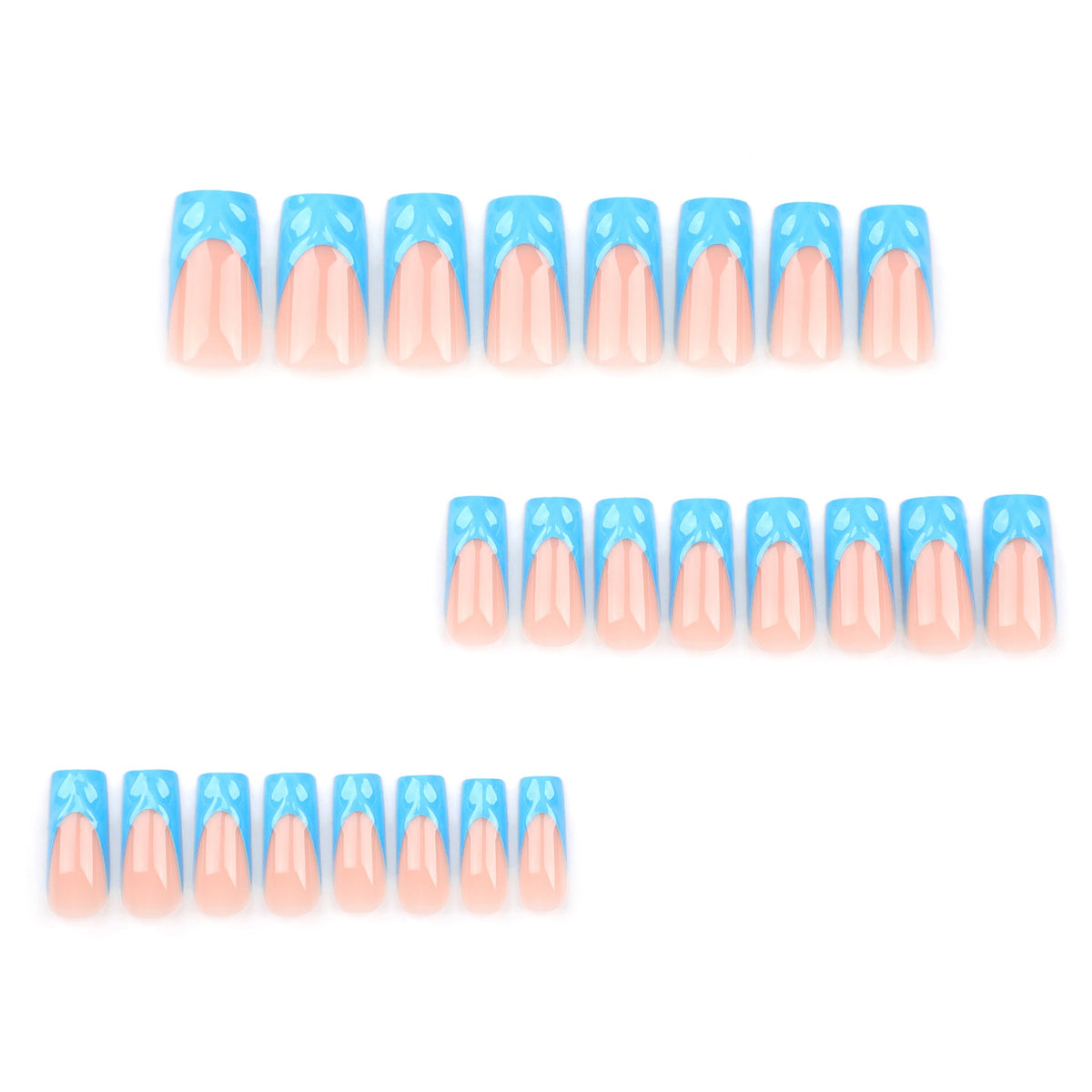 Blue Sculpted French 3D press-on nails