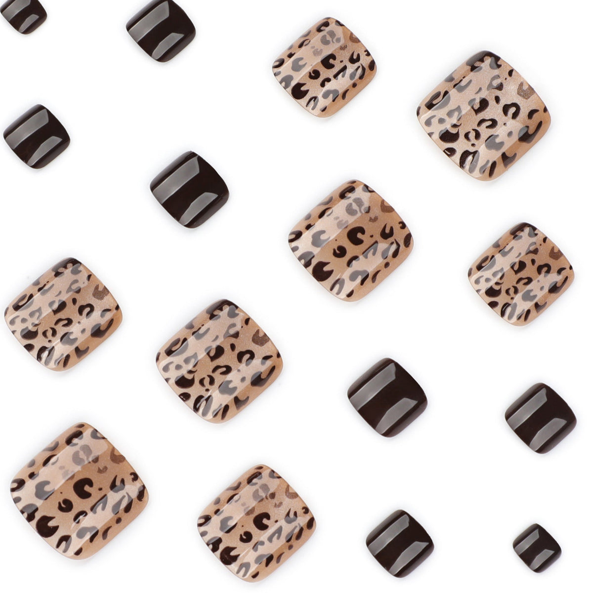Leopard Cat Eye short square press-on toenails