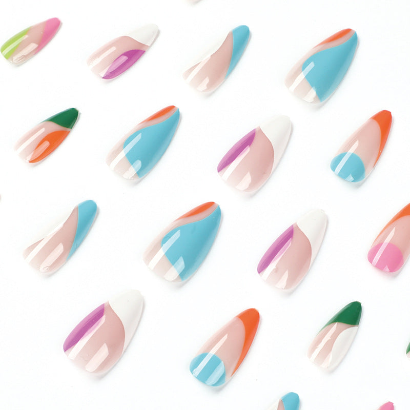 Color French medium-long press-on nails