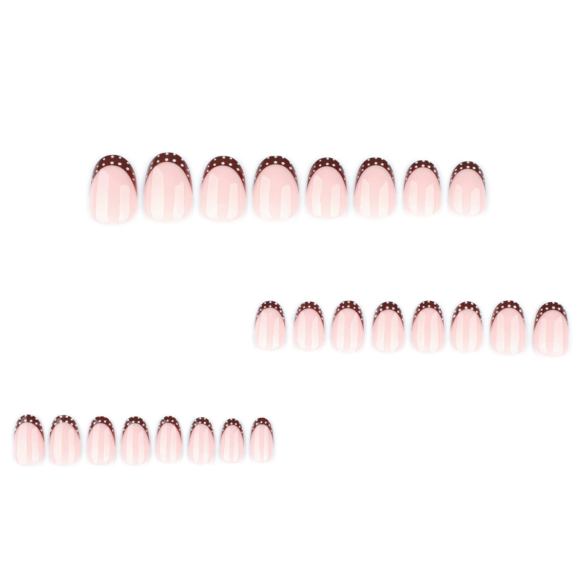 Cocoa Dot French short oval press-on nails