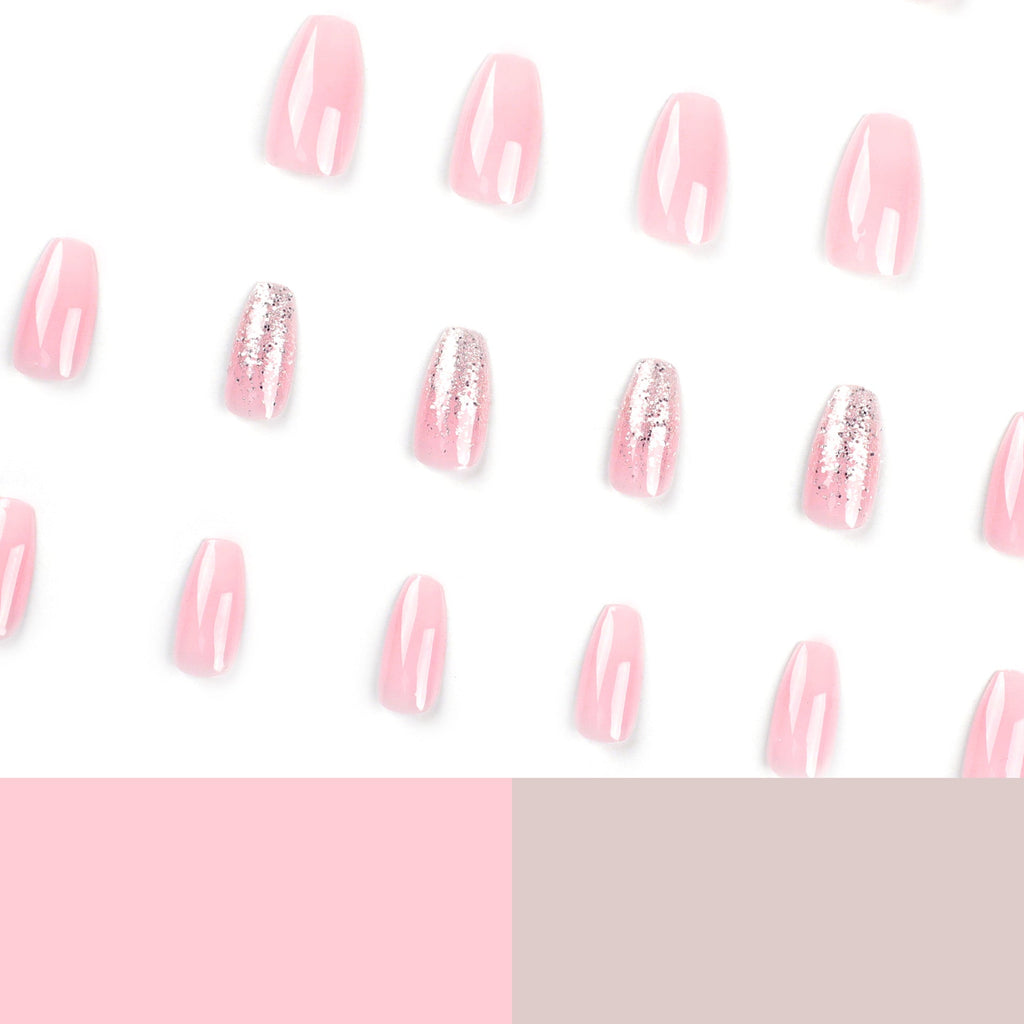 Snow Glow Fade white glitter press-on nails