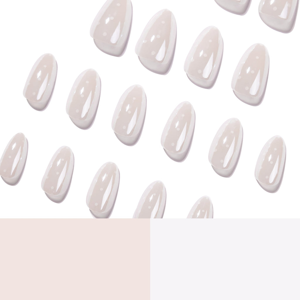 White Dot Almond minimalist press-on nails, alternate view 4