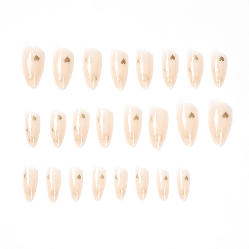 Nude Heart French short square press-on nails