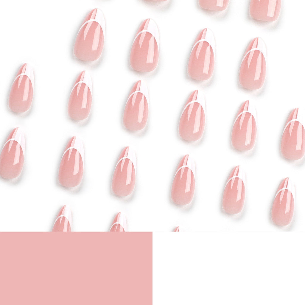 Nude Splice French almond press-on nails
