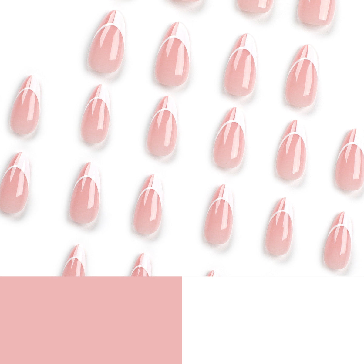 Nude Splice French almond press-on nails