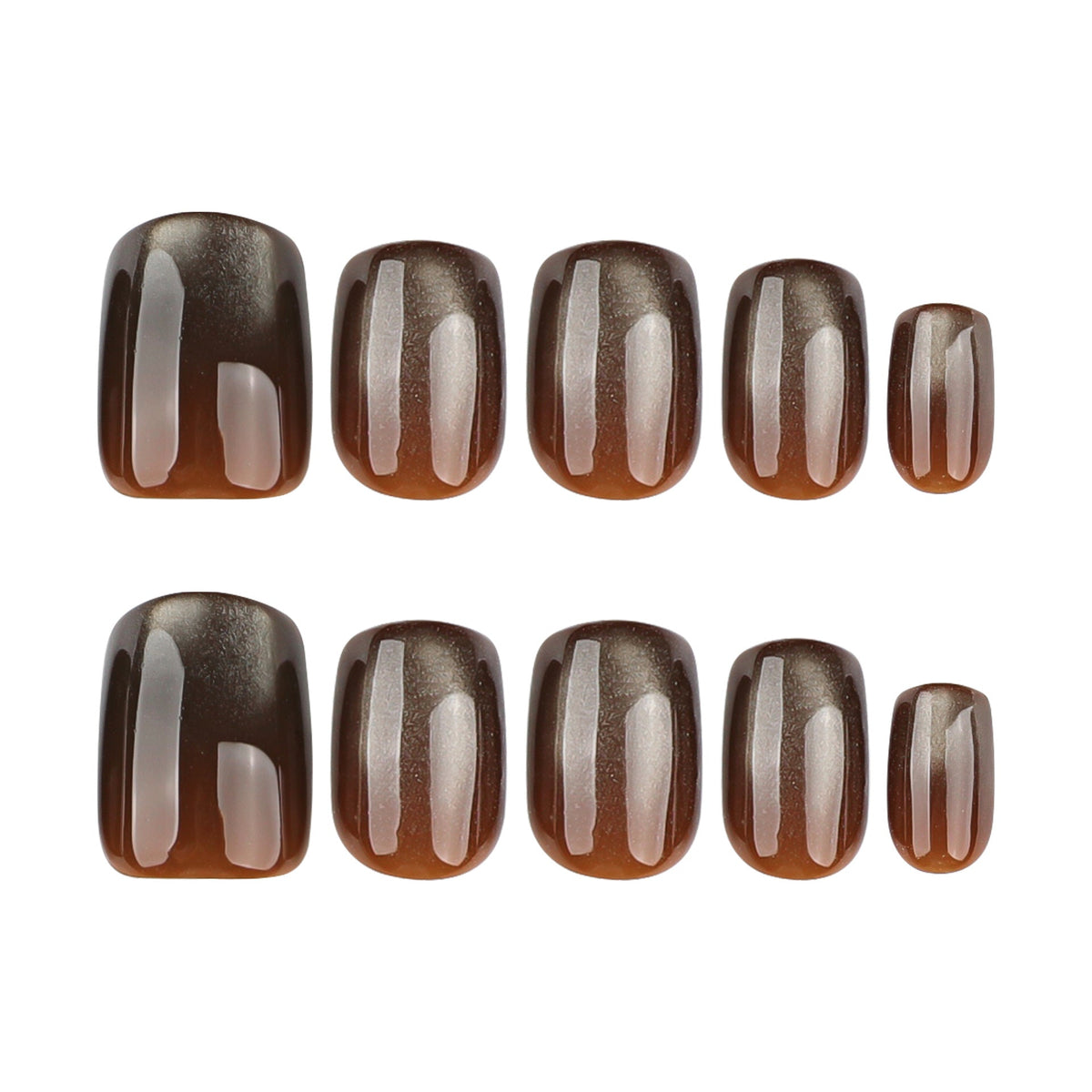 Cocoa Glow metallic short square press-on nails