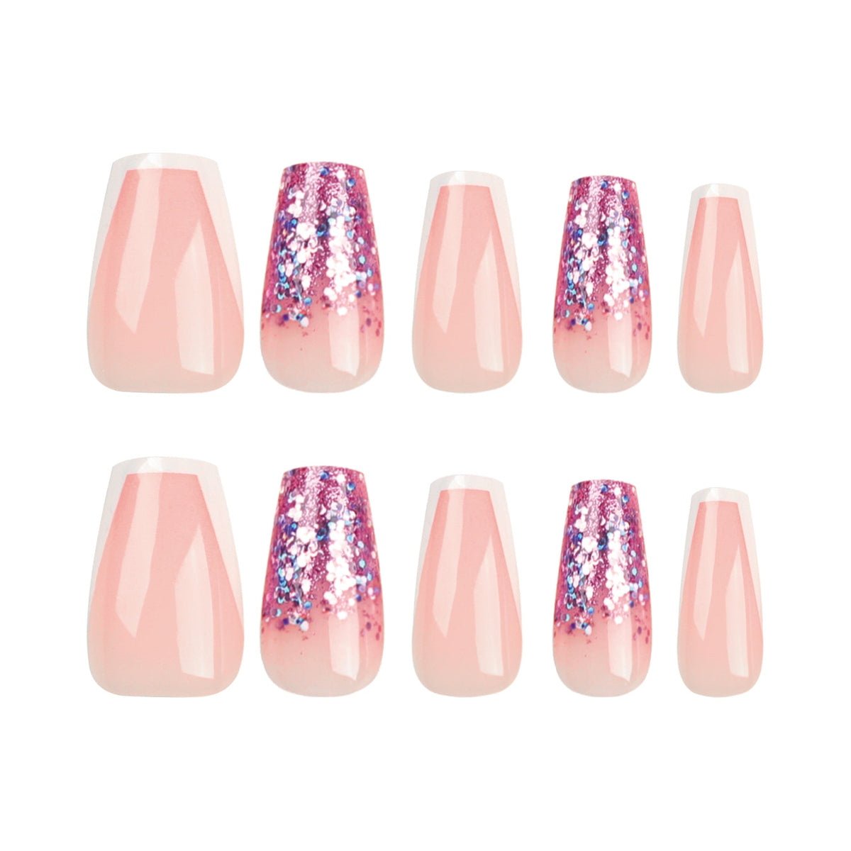 Purple Sparkle French ballet press-on nails