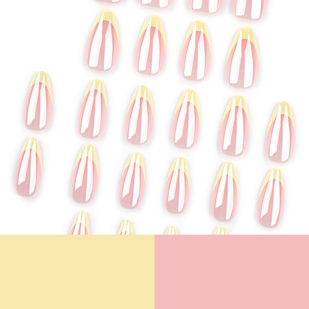 Lemon French Almond short press-on nails