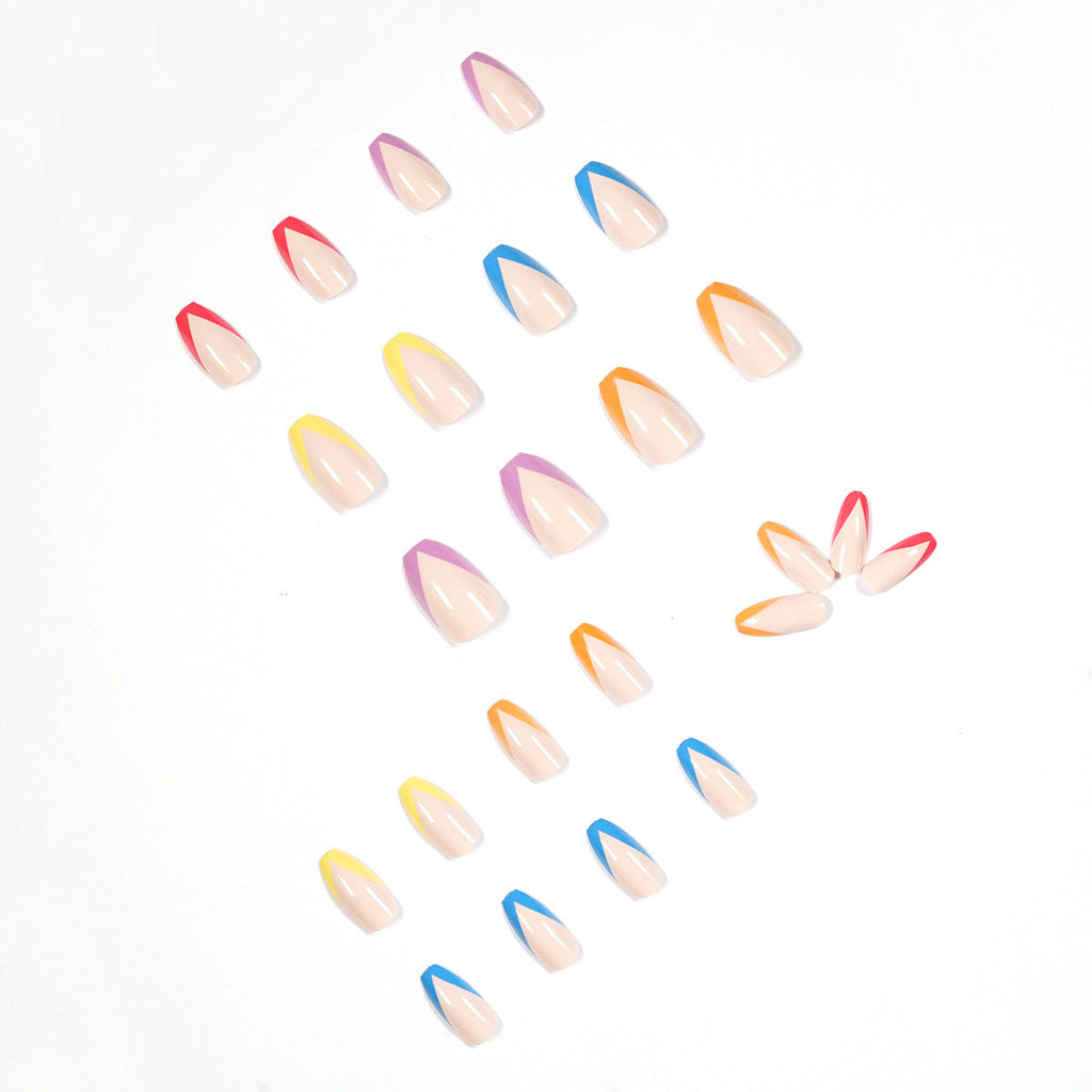 Rainbow French press-on nails