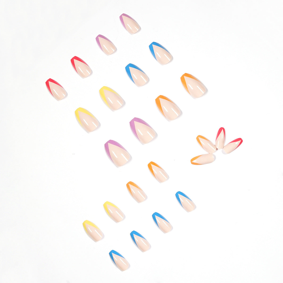 Rainbow French press-on nails