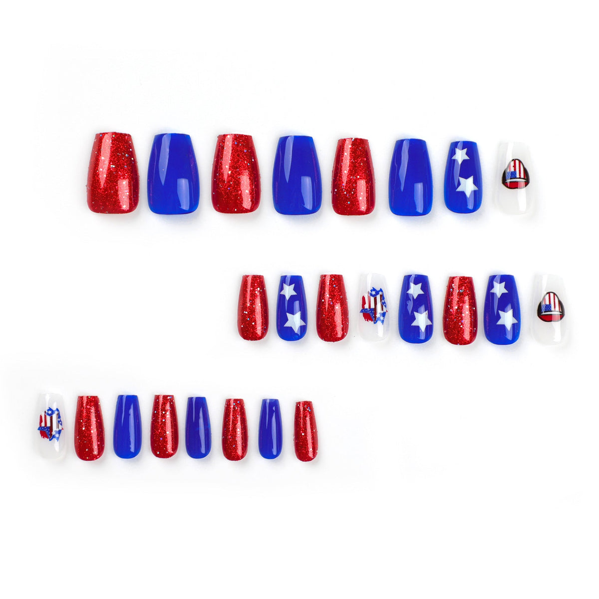 Stars & Stripes Ballet patriotic press-on nails