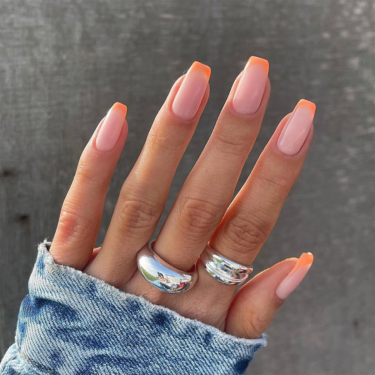 Citrus Pearl French nude press-on nails