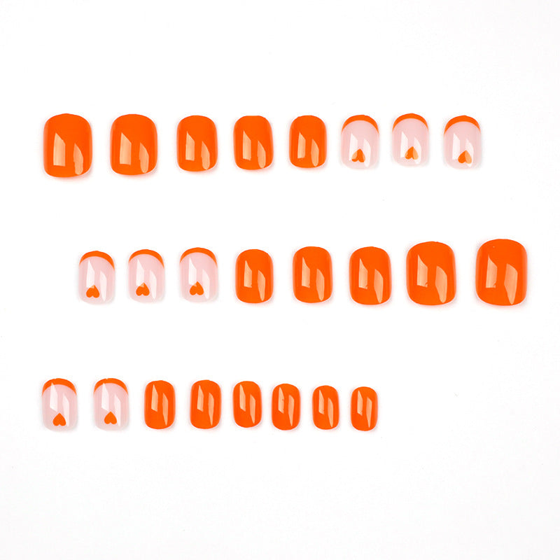 Orange Love French press-on nails