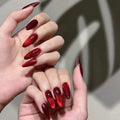 Valentine Ruby Cat Eye almond press-on nails