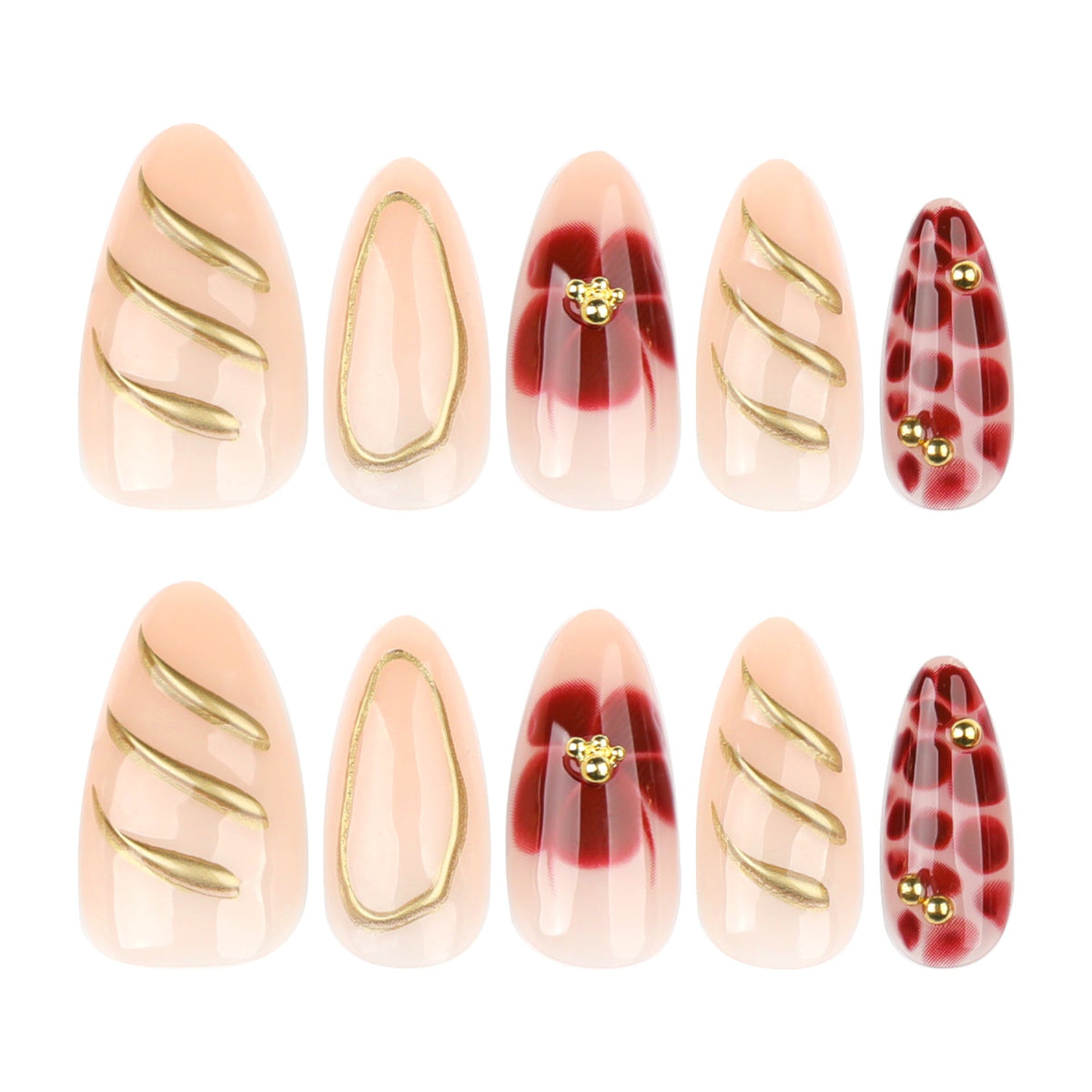 Sculpted 3D Almond short press-on nails