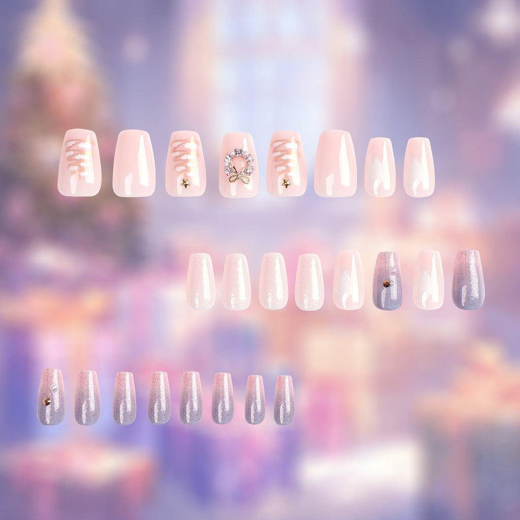 Holiday Ballet French Christmas press-on nails