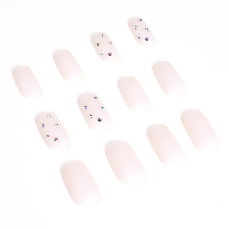 Bare Frost French rhinestone press-on nails