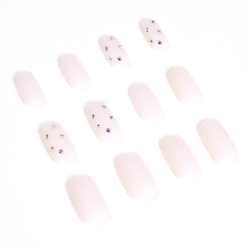 Bare Frost French rhinestone press-on nails